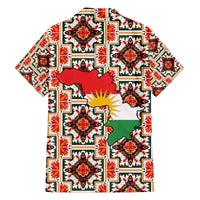 Iraq Kurdistan Region Family Matching Off The Shoulder Long Sleeve Dress and Hawaiian Shirt Traditional Pattern Yellow Red Green - Wonder Print Shop