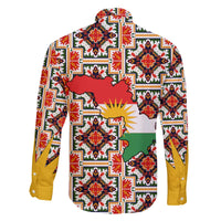 Iraq Kurdistan Region Family Matching Off The Shoulder Long Sleeve Dress and Hawaiian Shirt Traditional Pattern Yellow Red Green - Wonder Print Shop