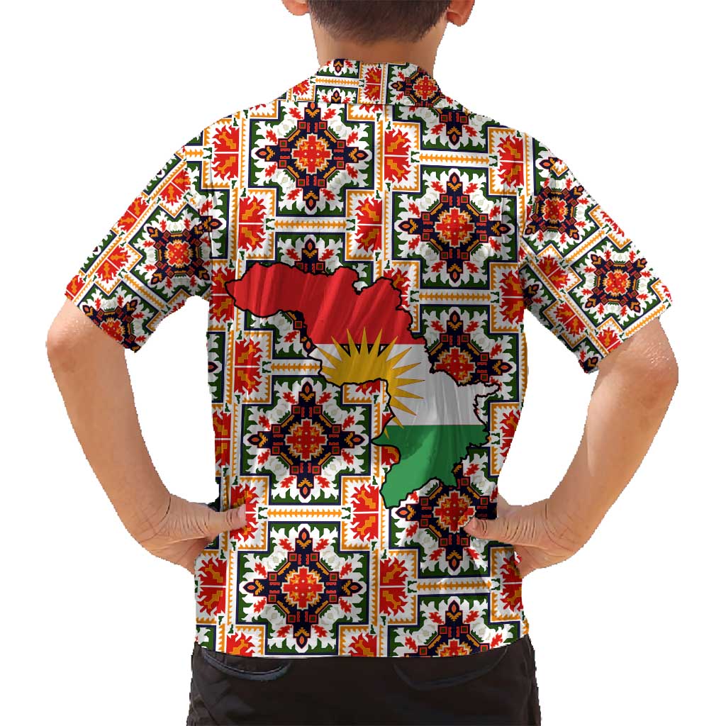 Iraq Kurdistan Region Family Matching Puletasi and Hawaiian Shirt Traditional Pattern Yellow Red Green - Wonder Print Shop