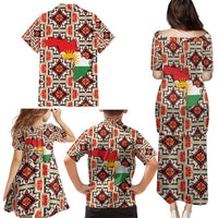 Iraq Kurdistan Region Family Matching Puletasi and Hawaiian Shirt Traditional Pattern Yellow Red Green - Wonder Print Shop