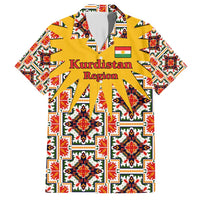Iraq Kurdistan Region Family Matching Short Sleeve Bodycon Dress and Hawaiian Shirt Traditional Pattern Yellow Red Green - Wonder Print Shop