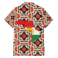 Iraq Kurdistan Region Family Matching Short Sleeve Bodycon Dress and Hawaiian Shirt Traditional Pattern Yellow Red Green - Wonder Print Shop