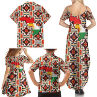 Iraq Kurdistan Region Family Matching Summer Maxi Dress and Hawaiian Shirt Traditional Pattern Yellow Red Green - Wonder Print Shop