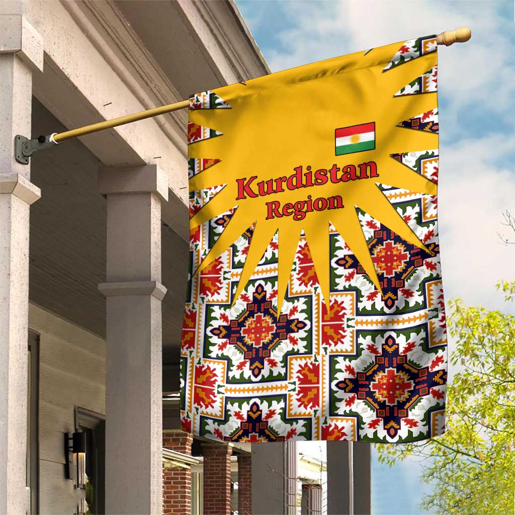 Iraq Kurdistan Region Garden Flag Traditional Pattern Yellow Red Green - Wonder Print Shop