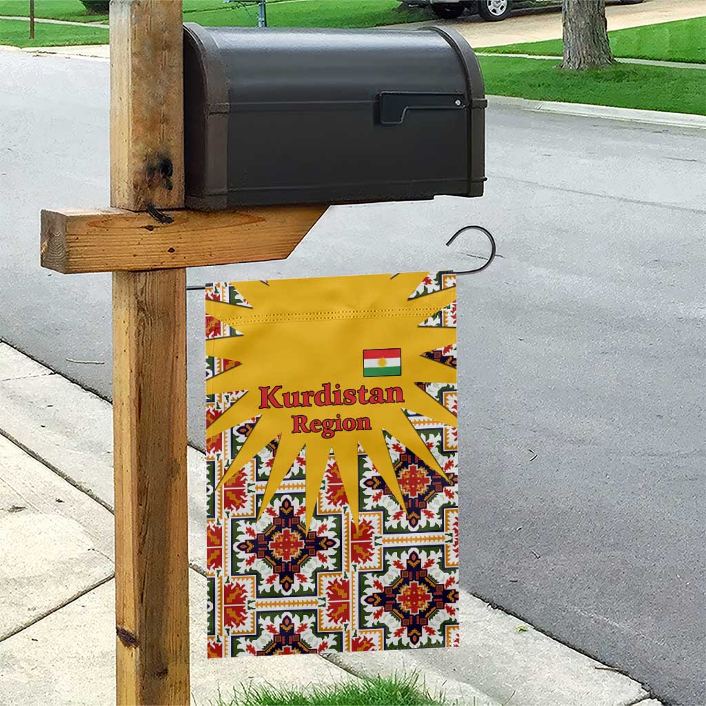 Iraq Kurdistan Region Garden Flag Traditional Pattern Yellow Red Green - Wonder Print Shop