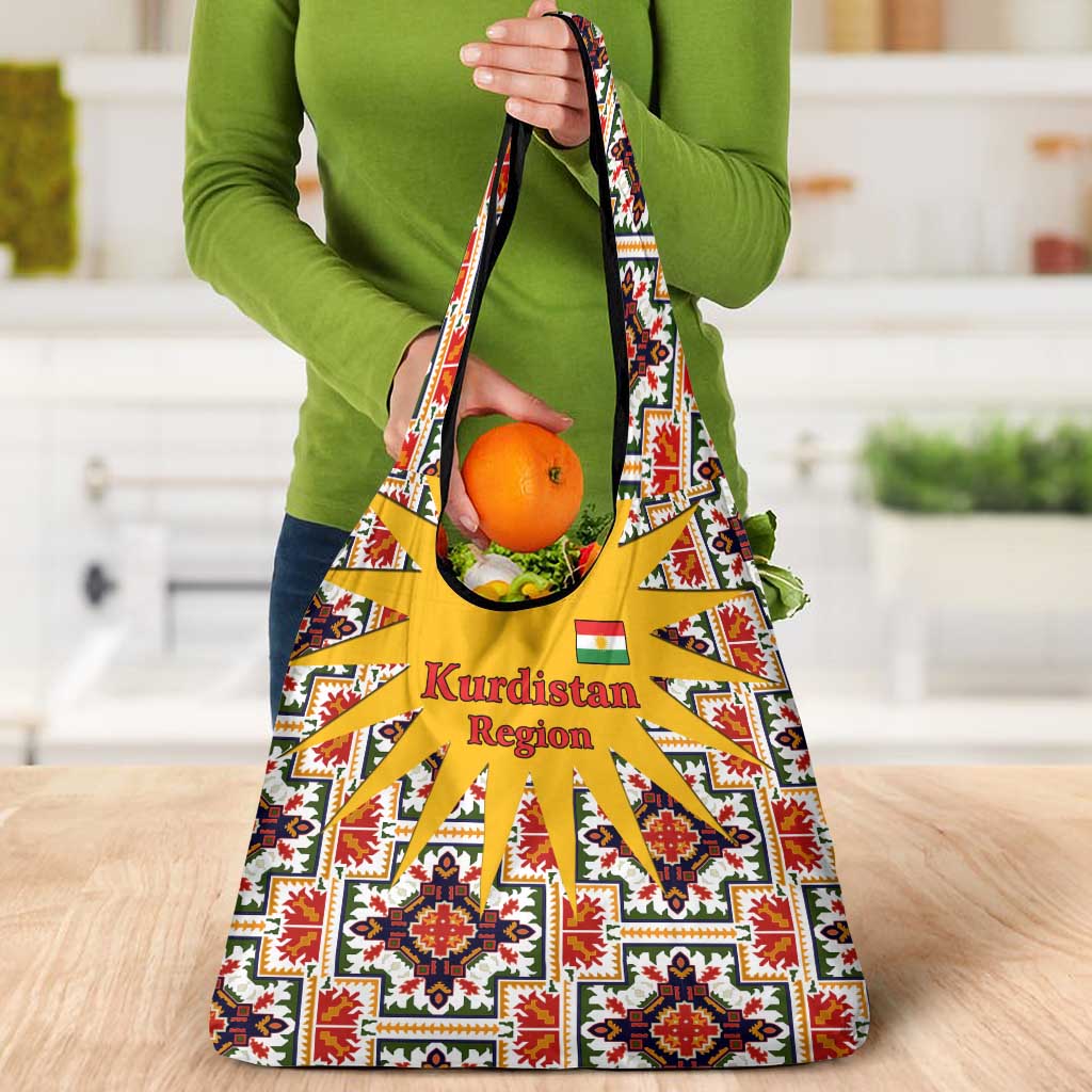 Iraq Kurdistan Region Grocery Bag Traditional Pattern Yellow Red Green - Wonder Print Shop