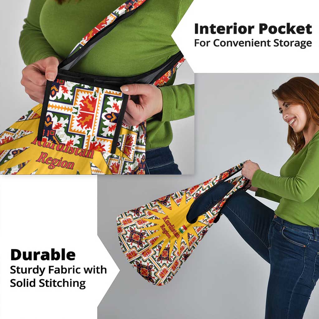 Iraq Kurdistan Region Grocery Bag Traditional Pattern Yellow Red Green - Wonder Print Shop