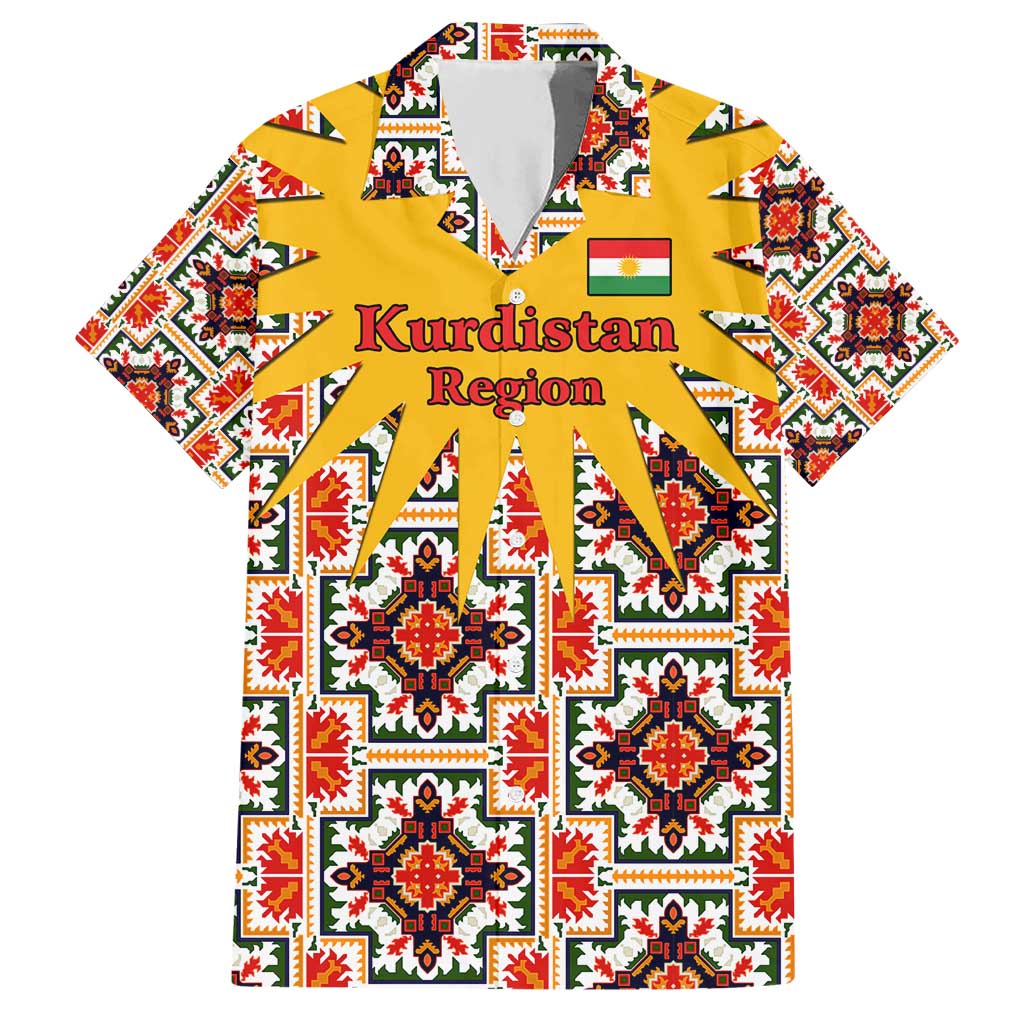 Iraq Kurdistan Region Hawaiian Shirt Traditional Pattern Yellow Red Green - Wonder Print Shop