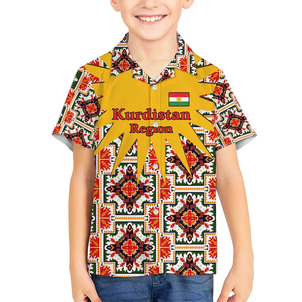 Iraq Kurdistan Region Hawaiian Shirt Traditional Pattern Yellow Red Green - Wonder Print Shop