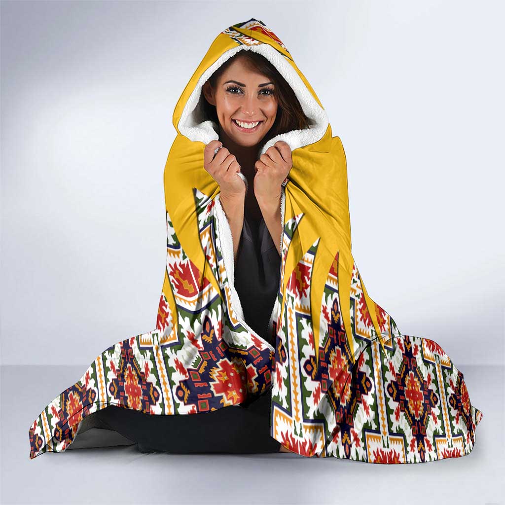 Iraq Kurdistan Region Hooded Blanket Traditional Pattern Yellow Red Green - Wonder Print Shop