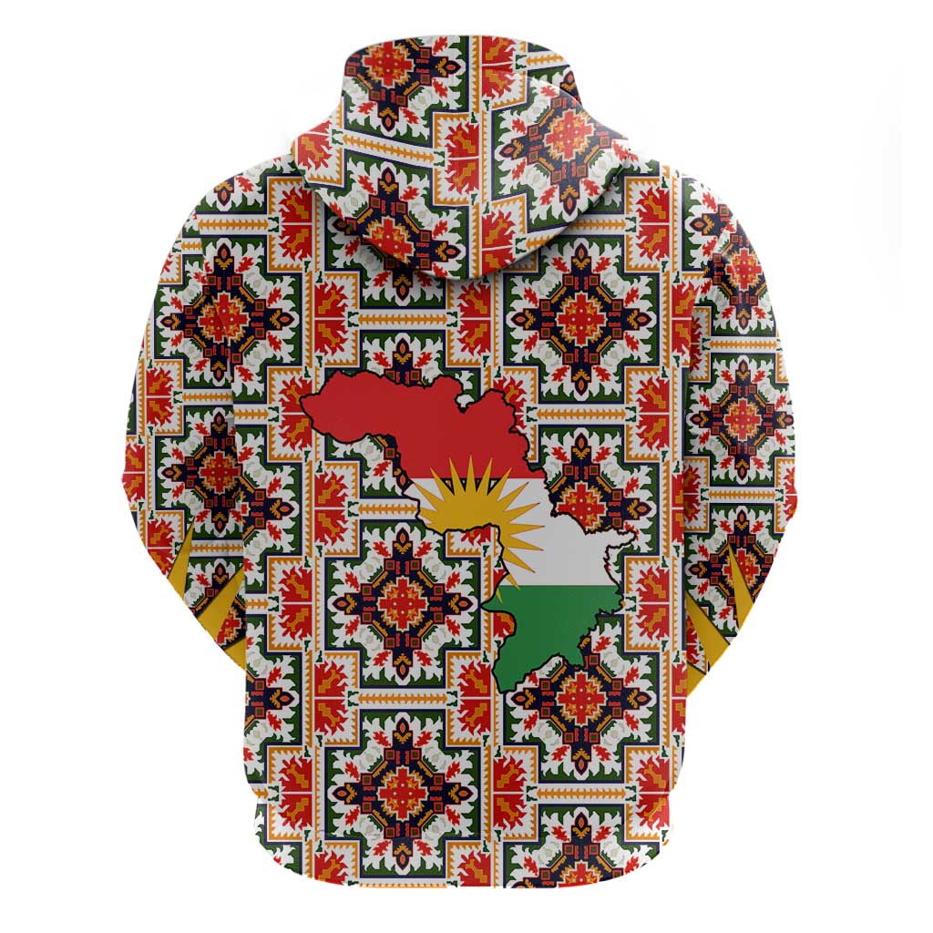 Iraq Kurdistan Region Hoodie Traditional Pattern Yellow Red Green - Wonder Print Shop