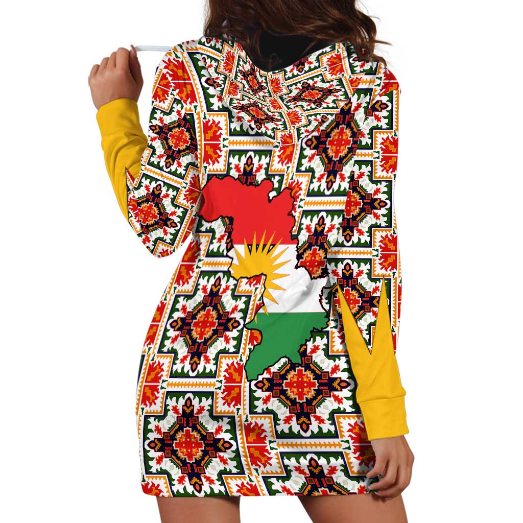 Iraq Kurdistan Region Hoodie Dress Traditional Pattern Yellow Red Green - Wonder Print Shop