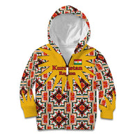 Iraq Kurdistan Region Kid Hoodie Traditional Pattern Yellow Red Green - Wonder Print Shop