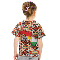 Iraq Kurdistan Region Kid T Shirt Traditional Pattern Yellow Red Green - Wonder Print Shop
