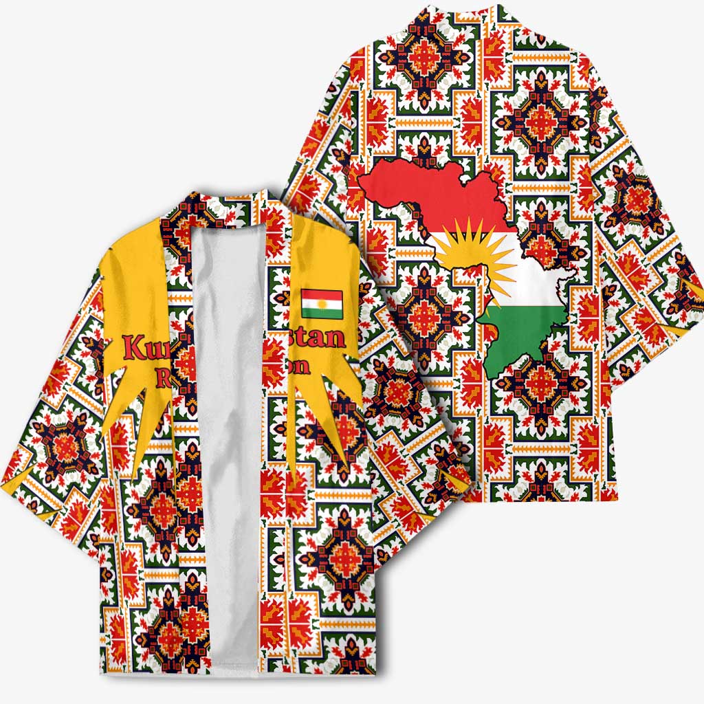 Iraq Kurdistan Region Kimono Traditional Pattern Yellow Red Green - Wonder Print Shop