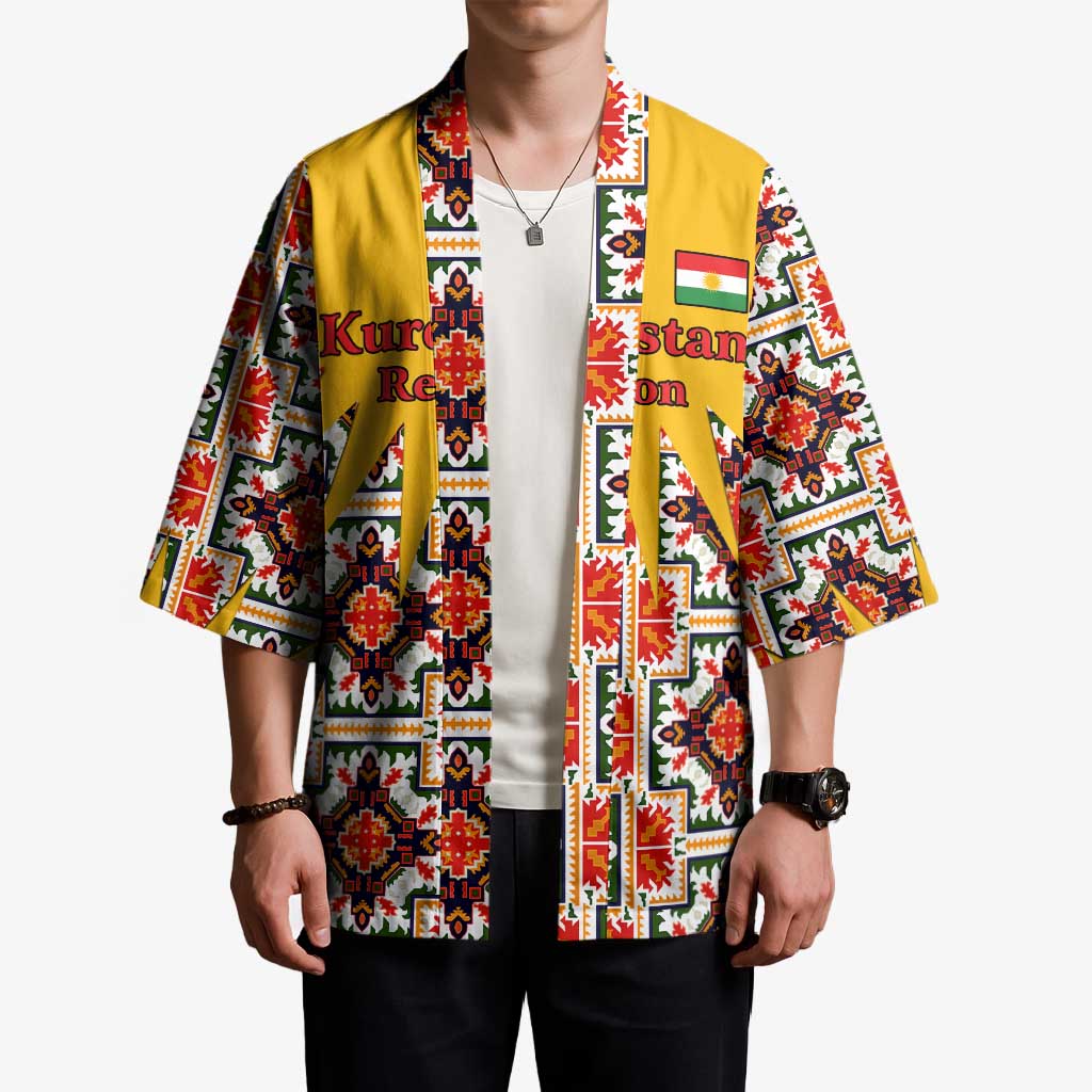 Iraq Kurdistan Region Kimono Traditional Pattern Yellow Red Green - Wonder Print Shop