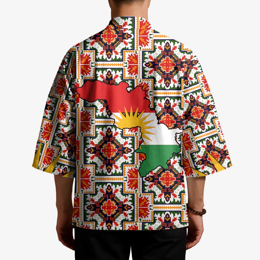 Iraq Kurdistan Region Kimono Traditional Pattern Yellow Red Green - Wonder Print Shop