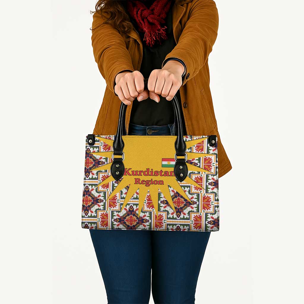 Iraq Kurdistan Region Leather Bag Traditional Pattern Yellow Red Green - Wonder Print Shop