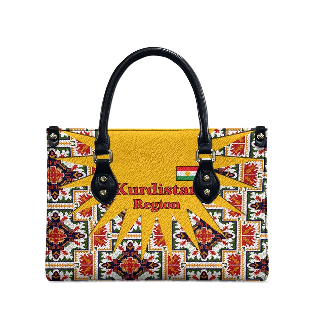 Iraq Kurdistan Region Leather Bag Traditional Pattern Yellow Red Green - Wonder Print Shop