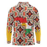 Iraq Kurdistan Region Long Sleeve Polo Shirt Traditional Pattern Yellow Red Green - Wonder Print Shop