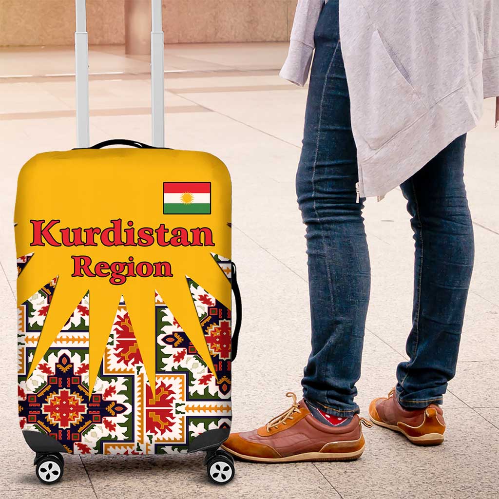 Iraq Kurdistan Region Luggage Cover Traditional Pattern Yellow Red Green - Wonder Print Shop