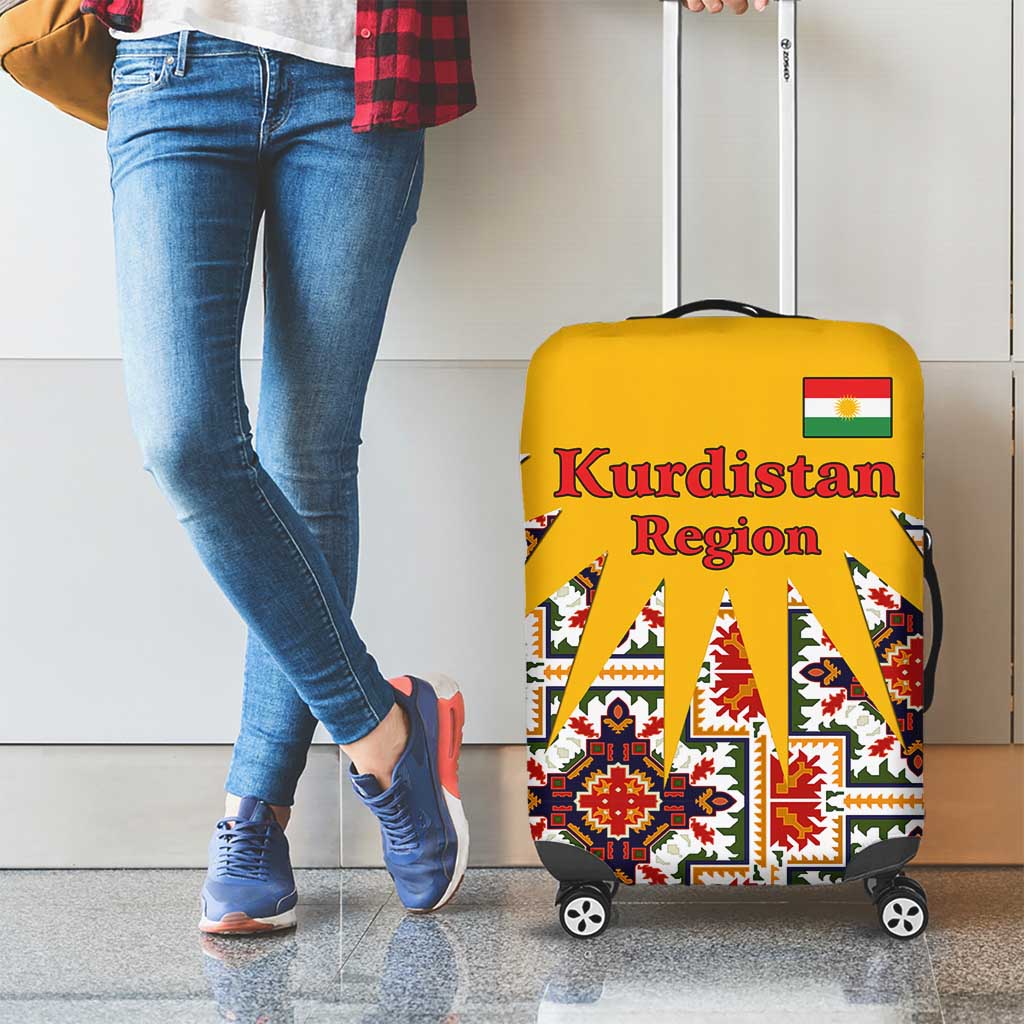 Iraq Kurdistan Region Luggage Cover Traditional Pattern Yellow Red Green - Wonder Print Shop