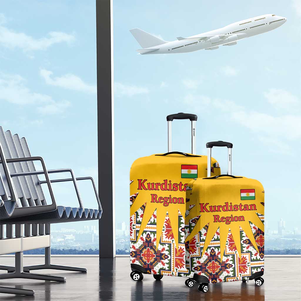 Iraq Kurdistan Region Luggage Cover Traditional Pattern Yellow Red Green - Wonder Print Shop