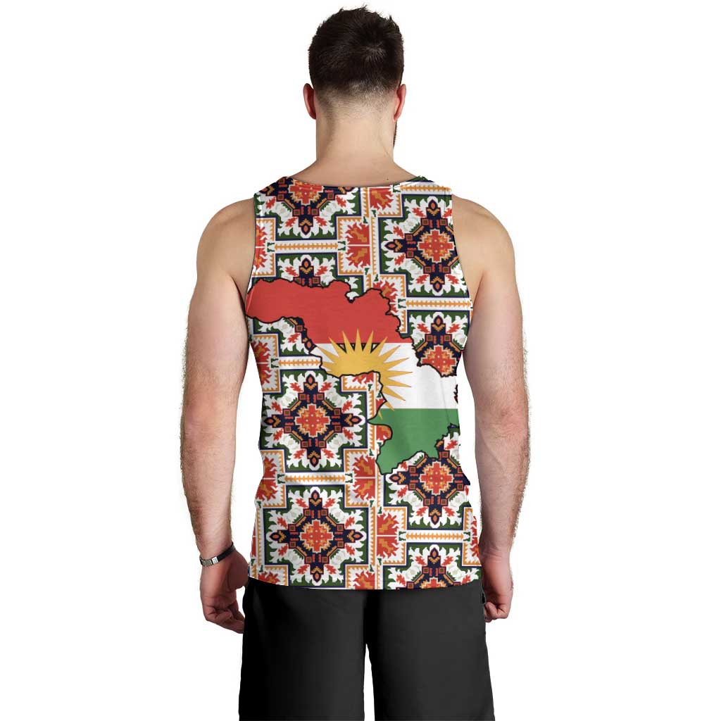 Iraq Kurdistan Region Men Tank Top Traditional Pattern Yellow Red Green - Wonder Print Shop