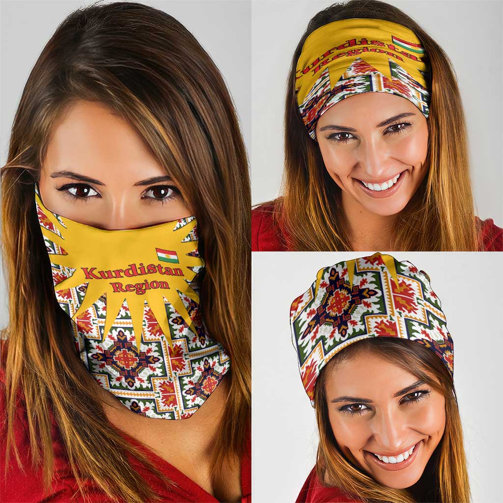 Iraq Kurdistan Region Neck Gaiter Traditional Pattern Yellow Red Green - Wonder Print Shop