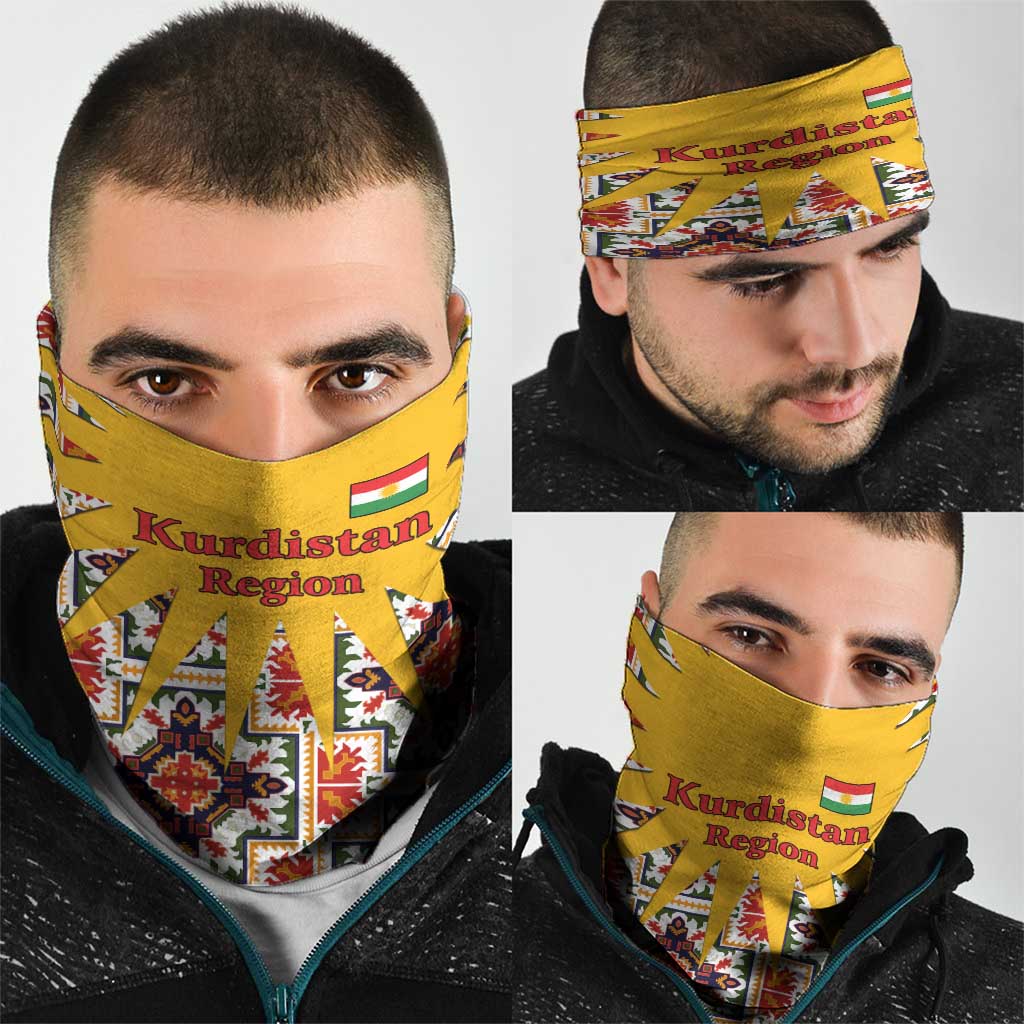 Iraq Kurdistan Region Neck Gaiter Traditional Pattern Yellow Red Green - Wonder Print Shop