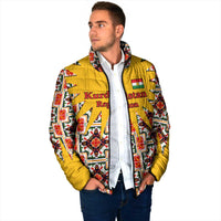 Iraq Kurdistan Region Padded Jacket Traditional Pattern Yellow Red Green - Wonder Print Shop