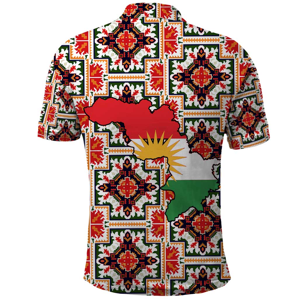 Iraq Kurdistan Region Polo Shirt Traditional Pattern Yellow Red Green - Wonder Print Shop