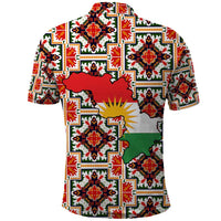 Iraq Kurdistan Region Polo Shirt Traditional Pattern Yellow Red Green - Wonder Print Shop