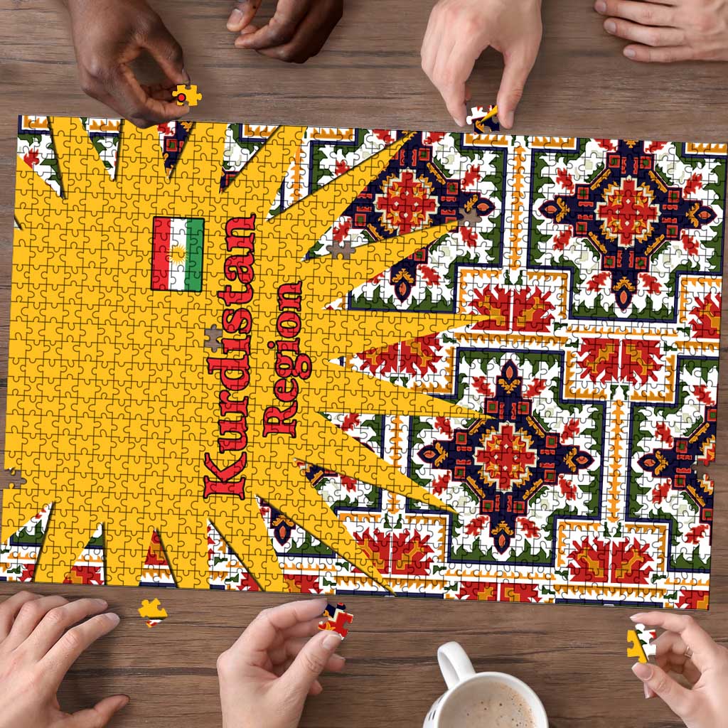 Iraq Kurdistan Region Puzzle Traditional Pattern Yellow Red Green - Wonder Print Shop