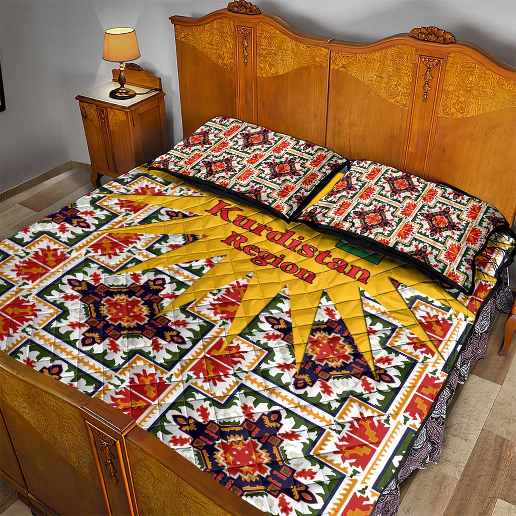 Iraq Kurdistan Region Quilt Bed Set Traditional Pattern Yellow Red Green - Wonder Print Shop