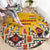 Iraq Kurdistan Region Round Carpet Traditional Pattern Yellow Red Green - Wonder Print Shop
