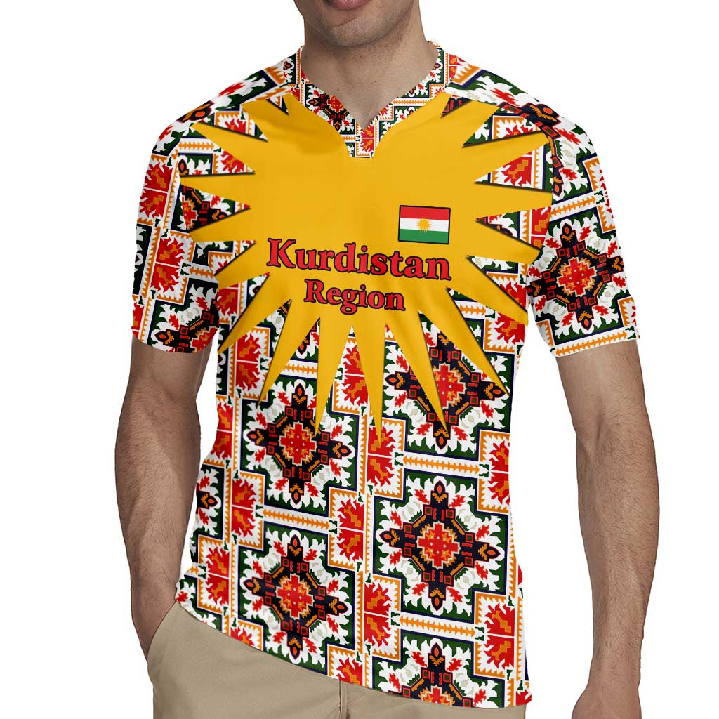 Iraq Kurdistan Region Rugby Jersey Traditional Pattern Yellow Red Green - Wonder Print Shop
