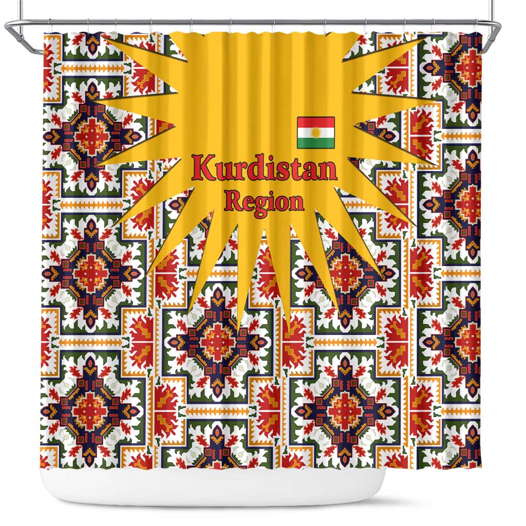 Iraq Kurdistan Region Shower Curtain Traditional Pattern Yellow Red Green - Wonder Print Shop