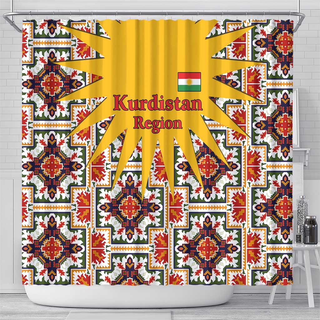 Iraq Kurdistan Region Shower Curtain Traditional Pattern Yellow Red Green - Wonder Print Shop