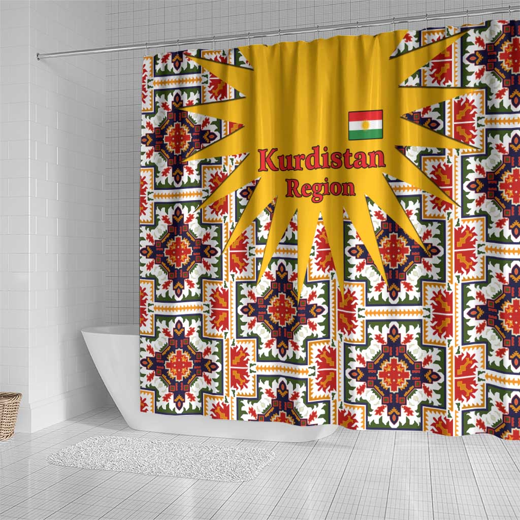 Iraq Kurdistan Region Shower Curtain Traditional Pattern Yellow Red Green - Wonder Print Shop