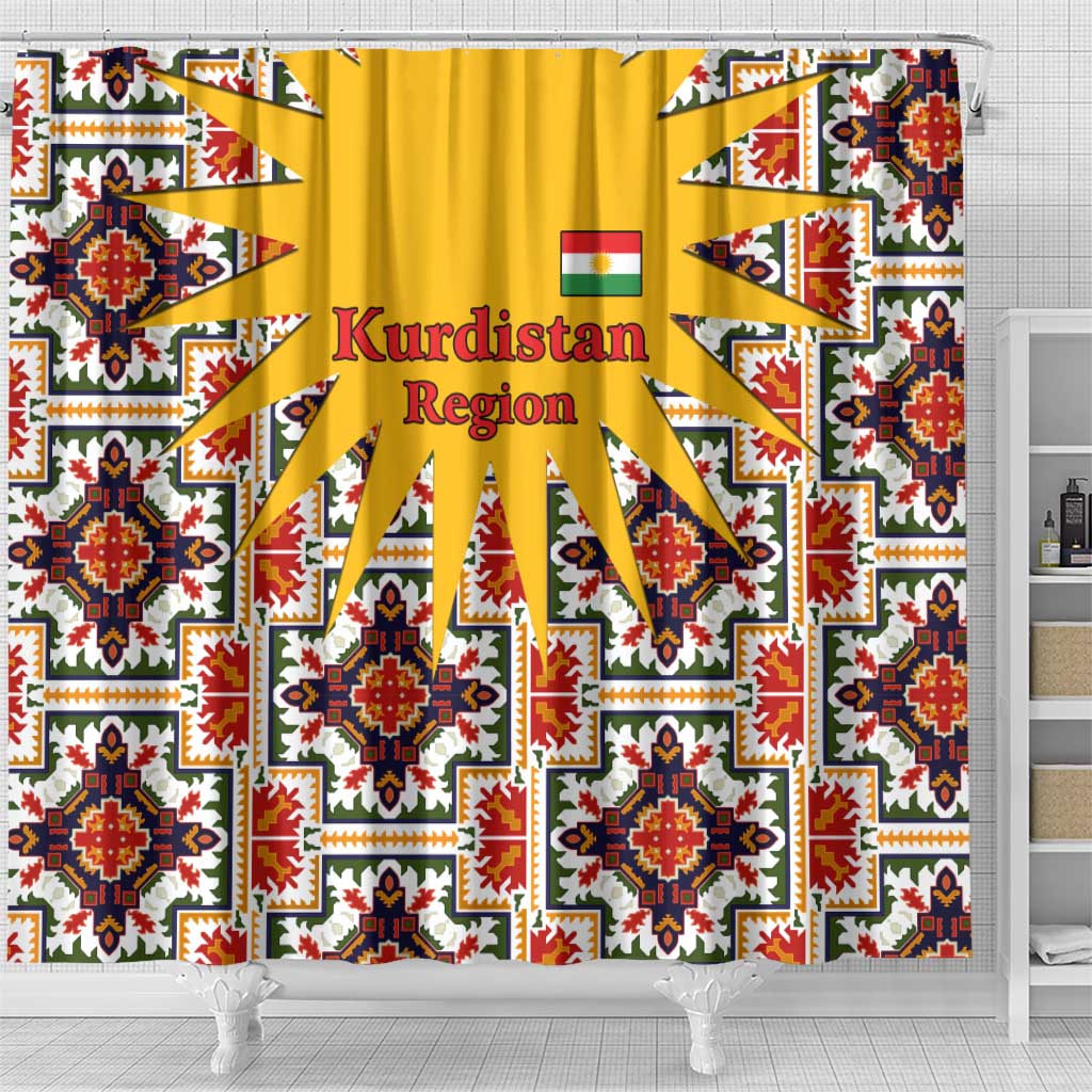 Iraq Kurdistan Region Shower Curtain Traditional Pattern Yellow Red Green - Wonder Print Shop
