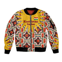 Iraq Kurdistan Region Sleeve Zip Bomber Jacket Traditional Pattern Yellow Red Green - Wonder Print Shop