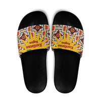 Iraq Kurdistan Region Slide Sandals Traditional Pattern Yellow Red Green - Wonder Print Shop