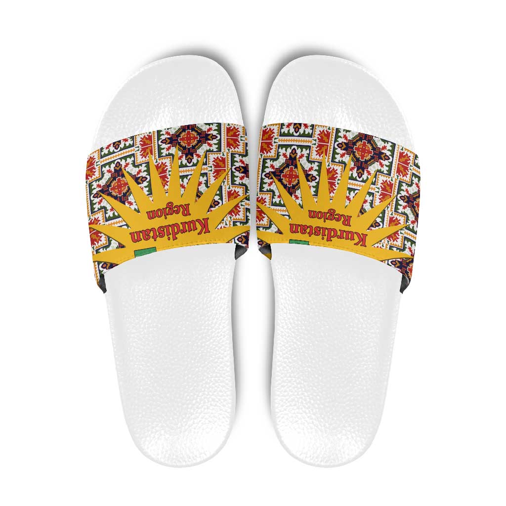 Iraq Kurdistan Region Slide Sandals Traditional Pattern Yellow Red Green - Wonder Print Shop
