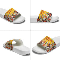 Iraq Kurdistan Region Slide Sandals Traditional Pattern Yellow Red Green - Wonder Print Shop
