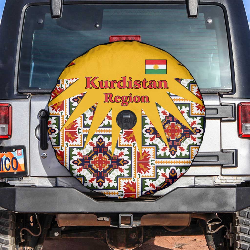 Iraq Kurdistan Region Spare Tire Cover Traditional Pattern Yellow Red Green - Wonder Print Shop