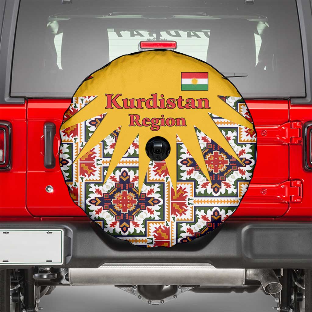 Iraq Kurdistan Region Spare Tire Cover Traditional Pattern Yellow Red Green - Wonder Print Shop