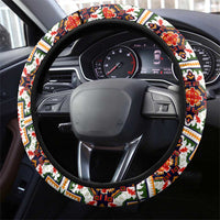 Iraq Kurdistan Region Steering Wheel Cover Traditional Pattern Yellow Red Green - Wonder Print Shop