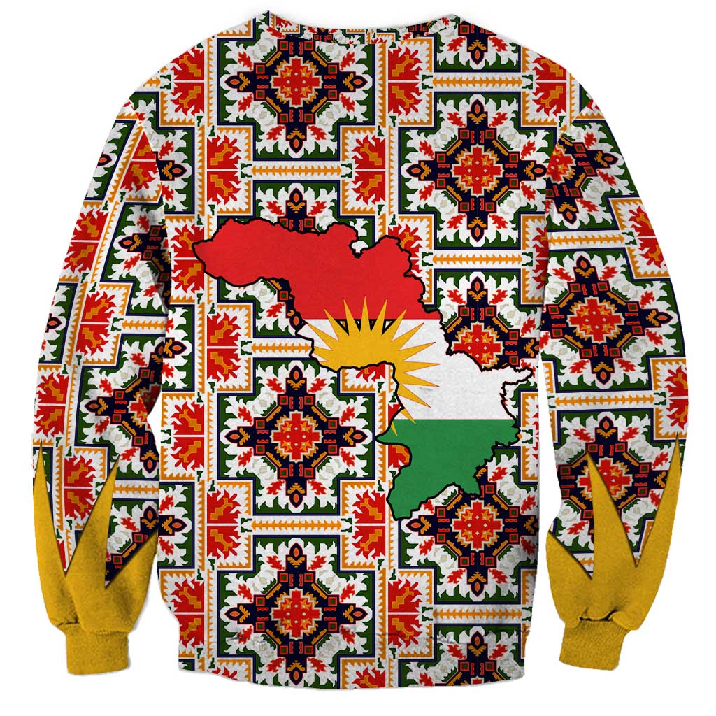 Iraq Kurdistan Region Sweatshirt Traditional Pattern Yellow Red Green - Wonder Print Shop