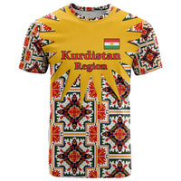 Iraq Kurdistan Region T Shirt Traditional Pattern Yellow Red Green - Wonder Print Shop
